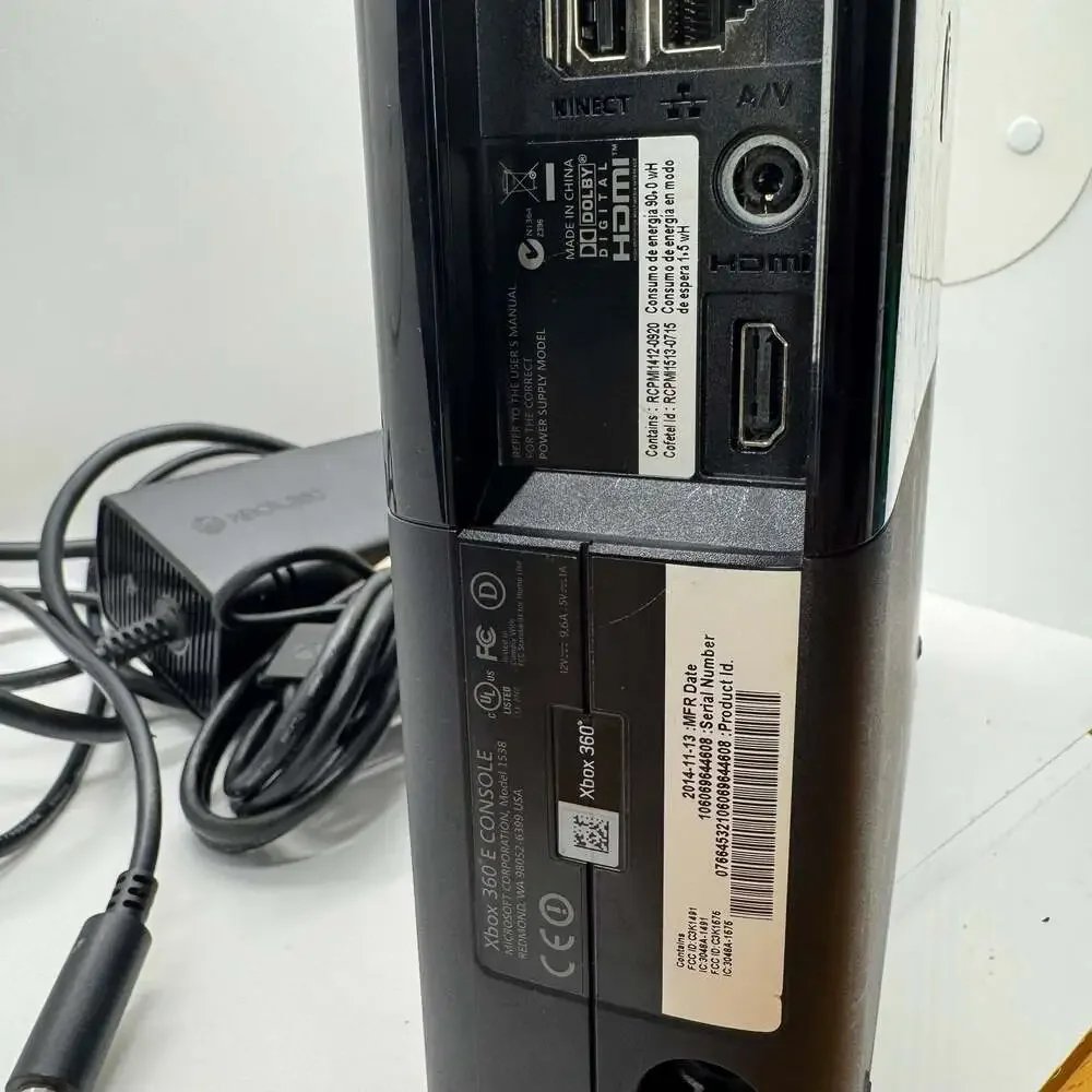 Microsoft Xbox 360 E Console Black (Model 1538) with Power Supply and Cables